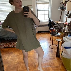 Olive Easy Dress with Pockets